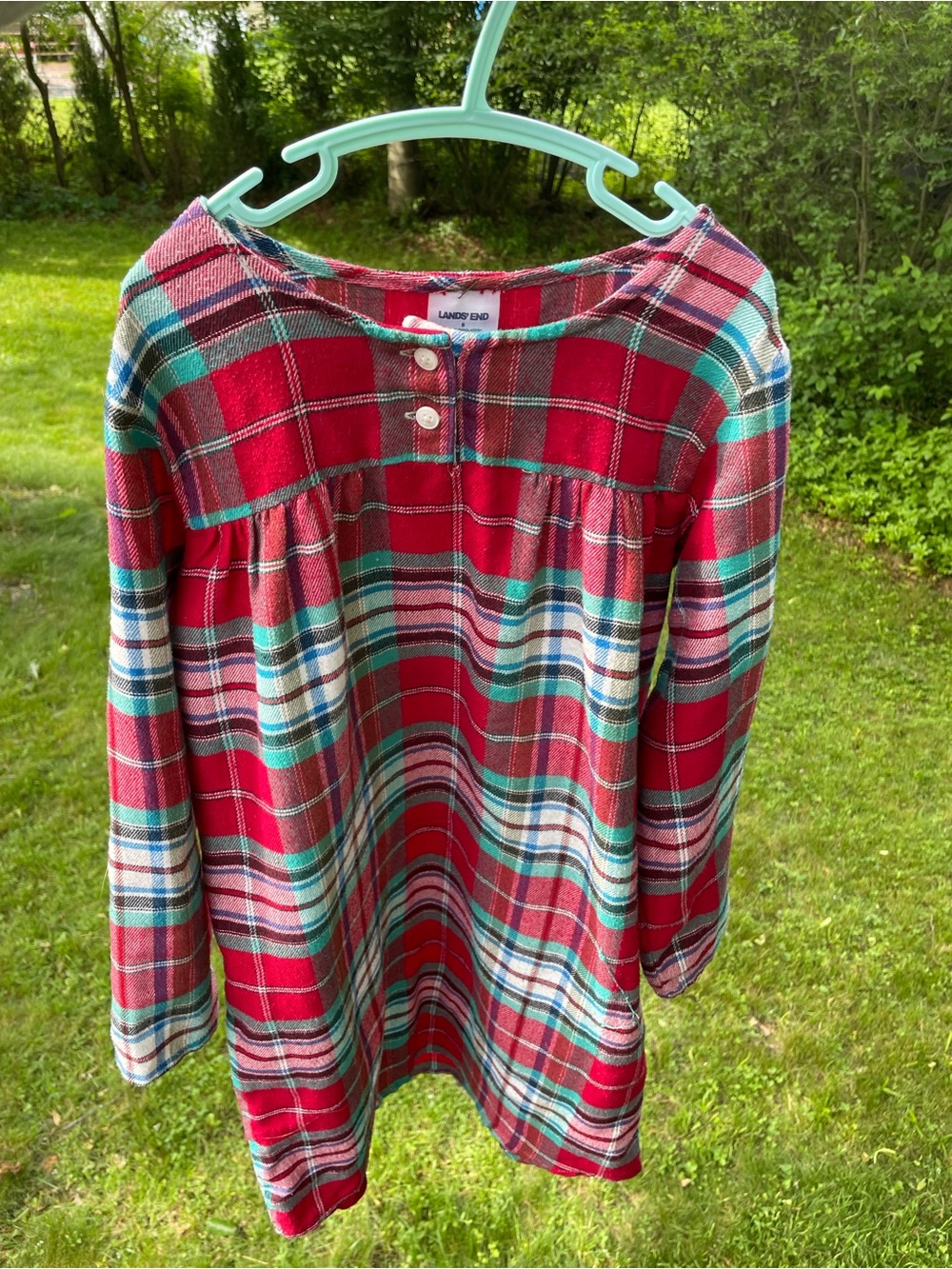 Lands' End Plaid Flannel Girls Nightshirt